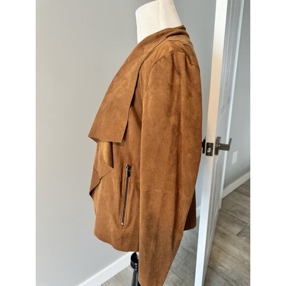 Bagatelle Women's Brown Suede Jacket Size L Drape Front Casual Outerwear - Picture 3 of 7